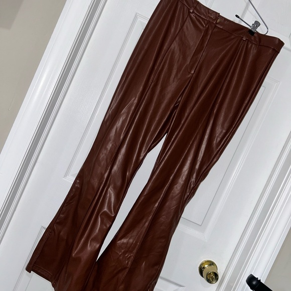 Brown Faux Leather Pants - Picture 3 of 10